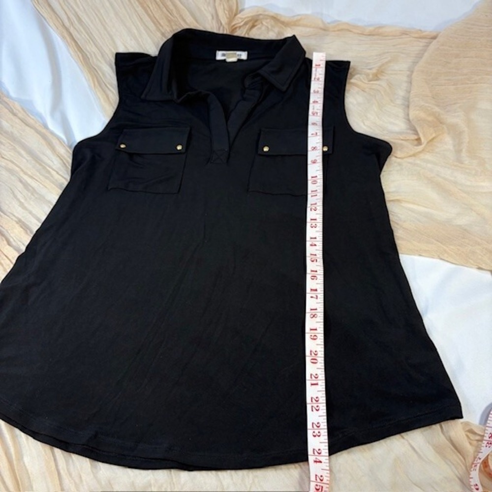 Blue Mood Womens Black Collared Sleeveless Blouse w/Pockets Size PXL - Picture 5 of 8